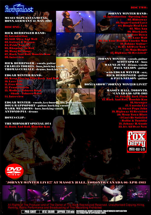 JOHNNY & EDGAR WINTER WITH RICK DERRINGER TOGETHER LIVE 2007 2DVD