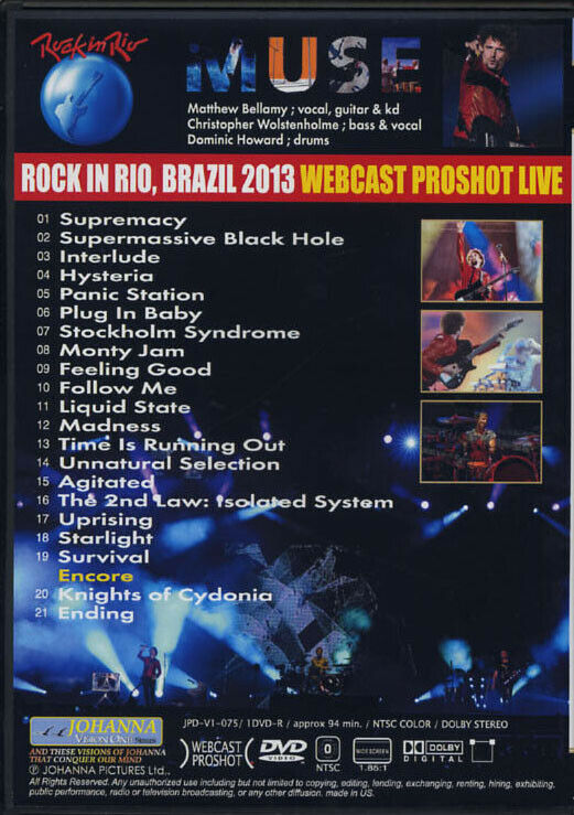 MUSE ROCK IN RIO 2013 1DVD JOHANNA VISION ONE JPD-V 1-075 PANIC