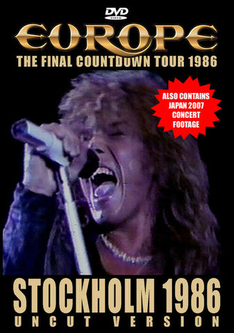 EUROPE STOCKHOLM 1986 UNCUT VERSION THE FINAL COUNTDOWN TOUR DVD HARD ROCK
