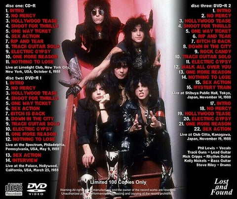 LA GUNS NO MERCY TOUR 1988 1CD 2DVD LOST AND FOUND LAF2812